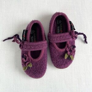 Haflinger Kids Slippers in Purple and Green size 26